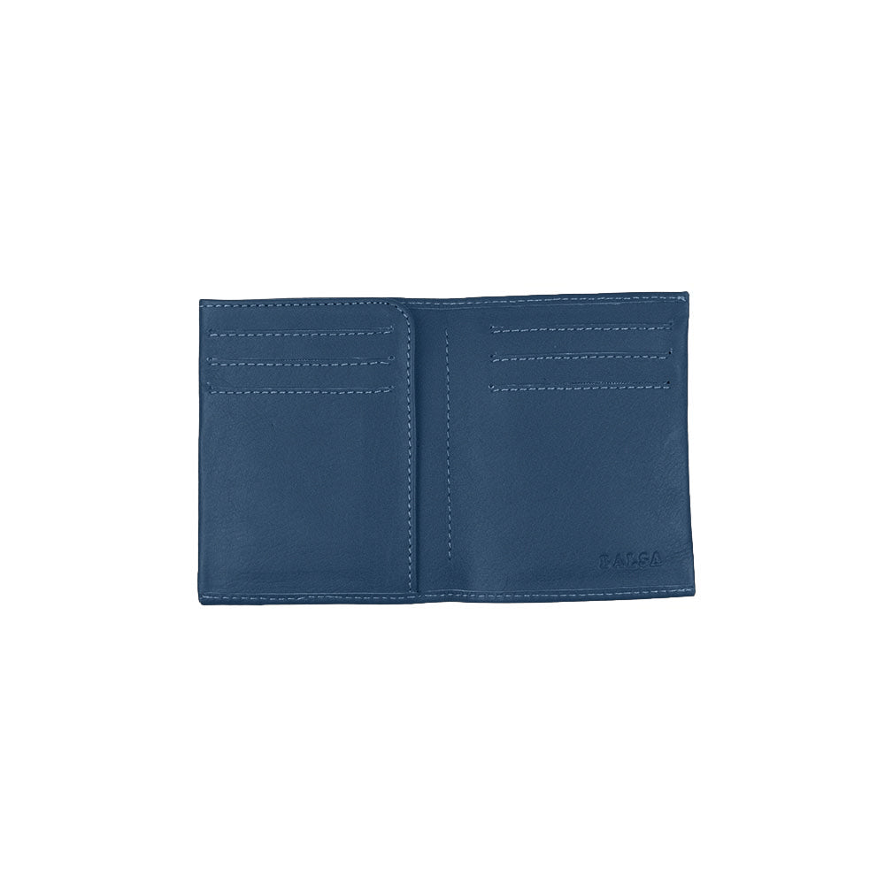 Billetera slim en cuero para hombre, color azul